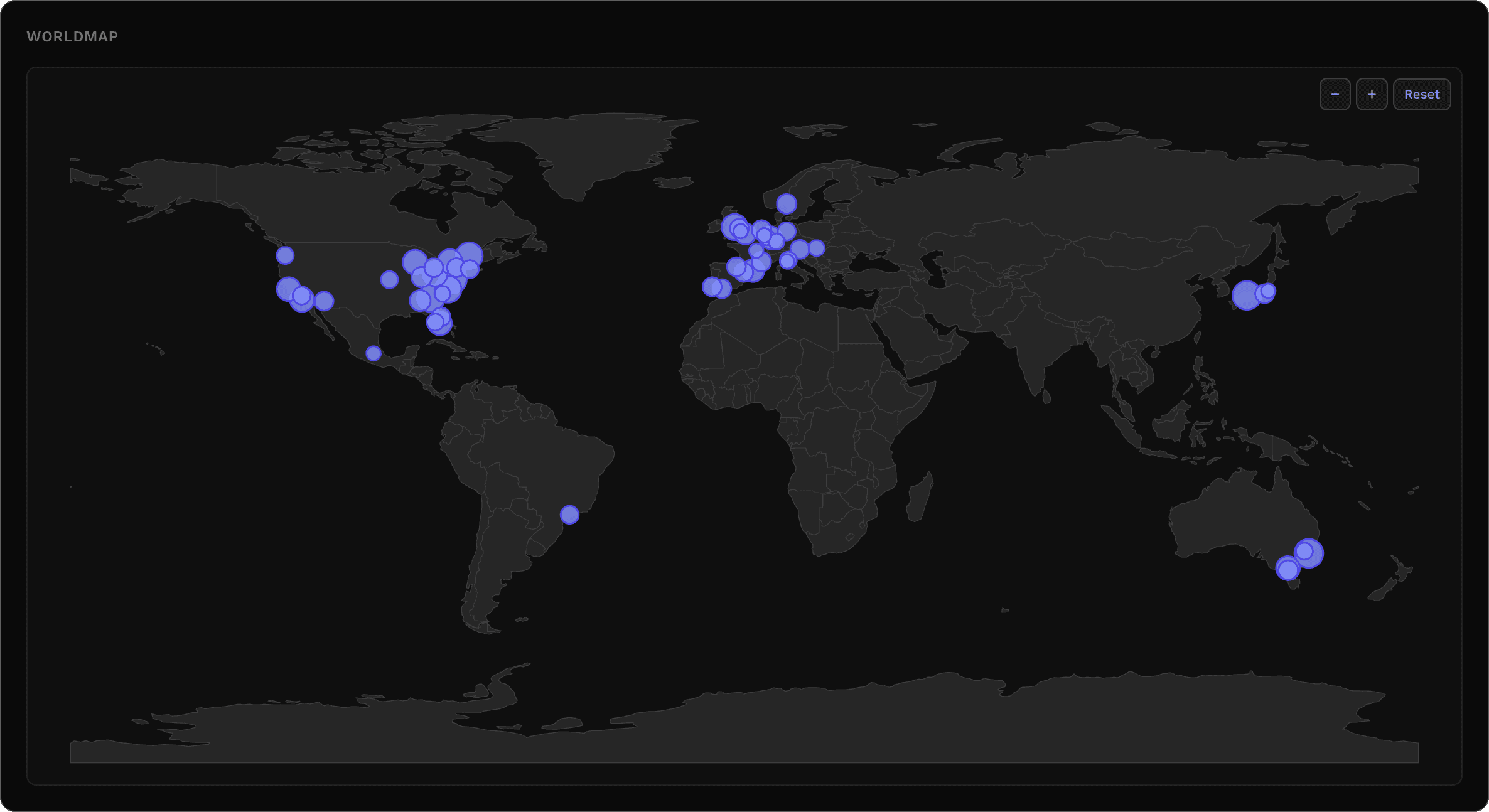 World map showing locations of tracks raced