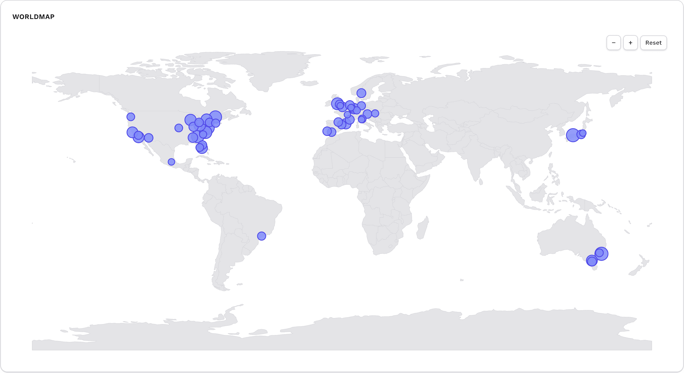 World map showing locations of tracks raced