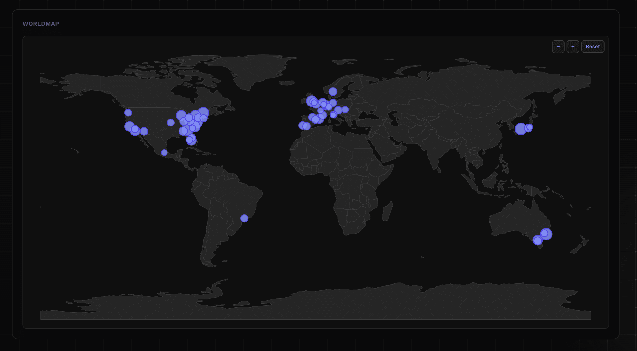 World map showing locations of tracks raced